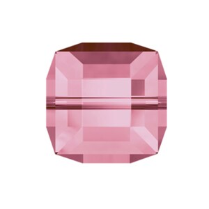 Swarovski Crystal Square Bead, Light Rose (pink) 6mm, #5601 Facettierte Würfelform, 6er Packung