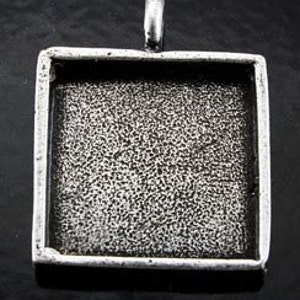 3 Deep Dish Bezel Pendants, 1" Square Tray, Choose antique silver, antique gold, or copper, Pack of 3