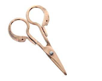 Swan Handle Scissors, handmade of solid copper, vintage style, Each