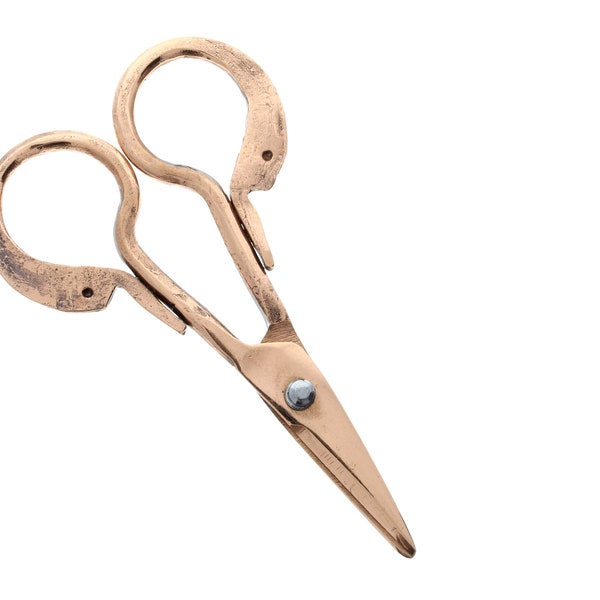 Swan Handle Scissors, handmade of solid copper, vintage style, Each