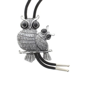 Owl Bolo Tie,  2 owls on a limb