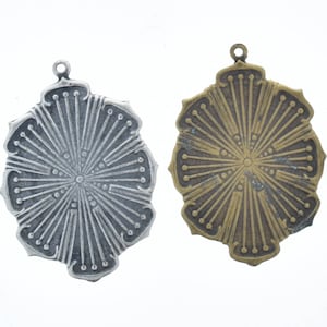 31mm Shield Medallion Pendant Charm, antique gold or antique silver, Made in USA, pack of 6