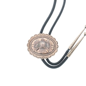 Thunderbird bolo tie, concho  copper finish, copper tips , Made in USA, Each