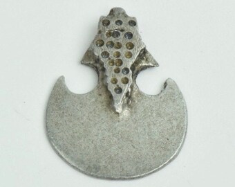 Viking Celtic Axe Head Charm Pendant, 31mm, antique silver, rustic brown, or Hamilton gold, Made in USA, pack of 3