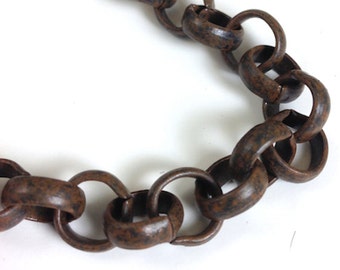 Chaîne Rolo, maillons lourds de 10 mm, noir bronze, argent, or ou brun rustique, bobine de 3 mètres chacun