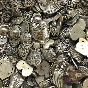 Vintage Buttons & Cabochons, Antique Silver or Gold, flat back, no shank or holes, assorted styles, 1.00 each, 10 piece minimum, MixButtons