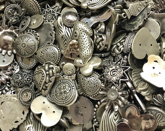 Vintage Buttons & Cabochons, Antique Silver or Gold, flat back, no shank or holes, assorted styles, 1.00 each, 10 piece minimum, MixButtons