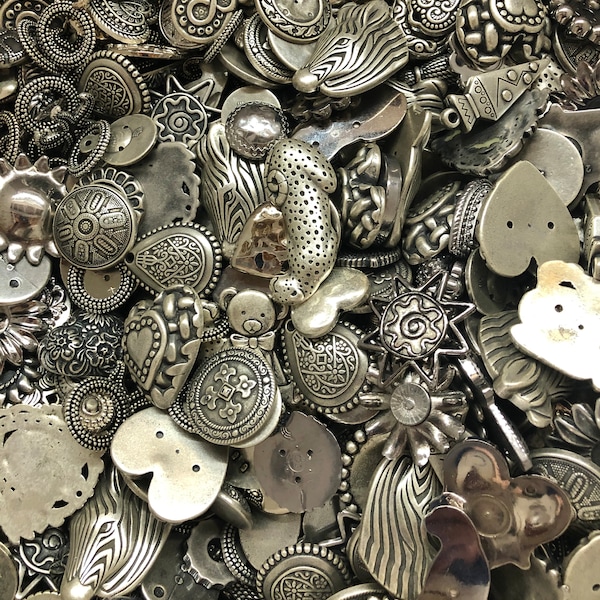 Vintage Buttons & Cabochons, Antique Silver or Gold, flat back, no shank or holes, assorted styles, 1.00 each, 10 piece minimum, MixButtons