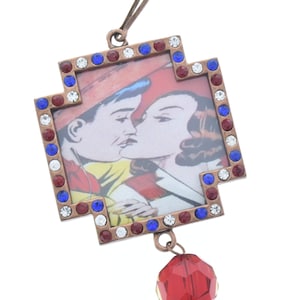 Vintage Kissing Cowgirl Art Crystal-hanger, multi, 48 mm, lijst, verpakking van 3&quot;
