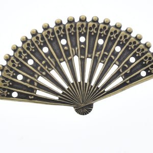 2.5&quot; Vintage Filigree Fan Charm or Pendant in antique gold, each