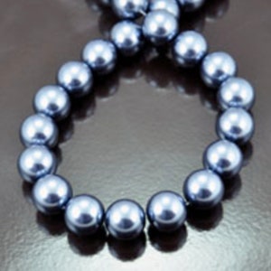 Vintage Glass Pearl Beads, 16mm, Pastel or Fuchsia Pink, Champagne, Peacock Gray, Ivory or Mykonos Blue, 26 beads per strand