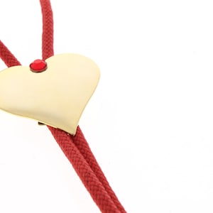 White Heart Bolo Tie on 36&quot; red or black cord, made in USA, each