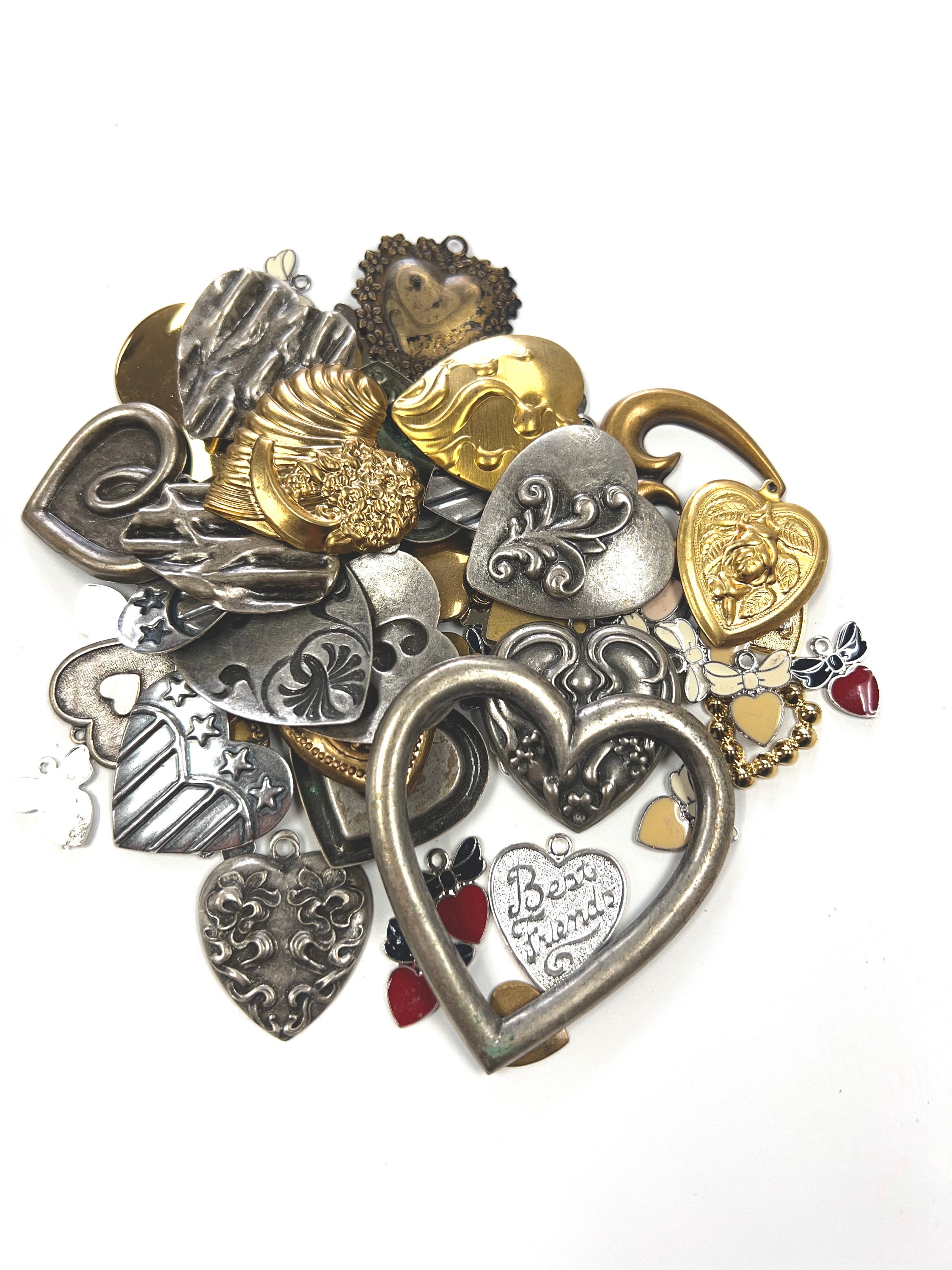 Vintage Charms Jewelry, Heart Charms Vintage