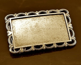 Belt Buckle Bases, Steampunk Scalloped Rectangle, Bronze or Copper