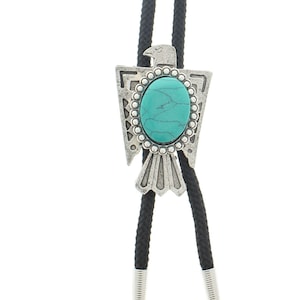 Cravate Bolo Thunderbird et pierre turquoise