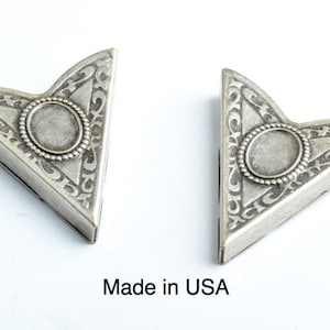 Puntale per colletto, puntale per colletto western con castone da 8 x 6 mm, argento antico, prodotto negli Stati Uniti, 1 paio