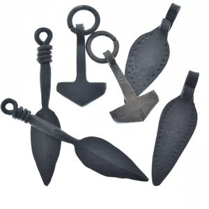 Vikings Norse Thors Hammer Pendant Assortment, 42mm, create your own jewelry with hand forged black steel, Assorted, 6 styles