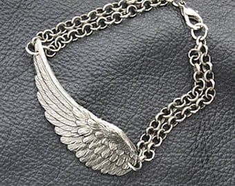 Fairy Angel Cherub Wing Chain Bracelet, Antique Gold or Classic Silver Finish, Made in USA, each