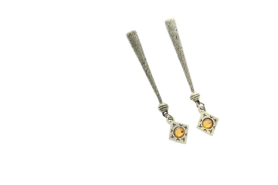 Bolo Tips in antique silver, Gold Topaz Crystal or Green Aqua Marine Crystal, made in USA, set of 2
