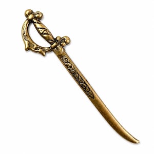 Vintage Style Miniature Scimitar Letter Opener | Ornate Brass Finish Arabian Sword, Pack of 4