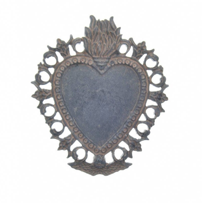 Flaming Heart Pendant, 2 Finishes, P4406/purse Attachment, Chicago