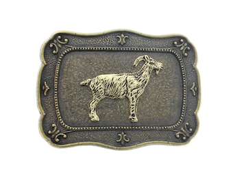 Fibbia di capra, lunghezza 3,80, finitura in ottone anticato, cintura da 1,5"