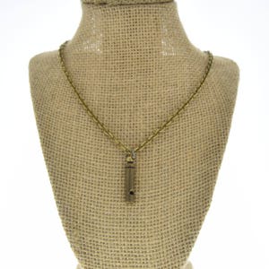 Vintage Whistle Necklace in Gift Bag, 16&quot; or 18&quot; length chain, Antique Gold, each