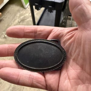 Oval Buckle Bezel Base,  Antique silver or rustic, Each