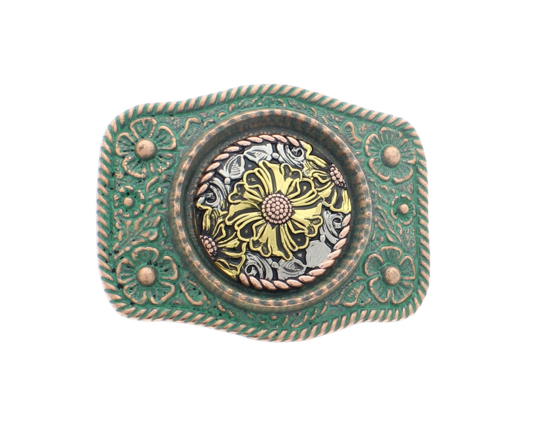 Floral Belt Buckle Set with Yellow, Green, and Blue Accents Molly main image 3