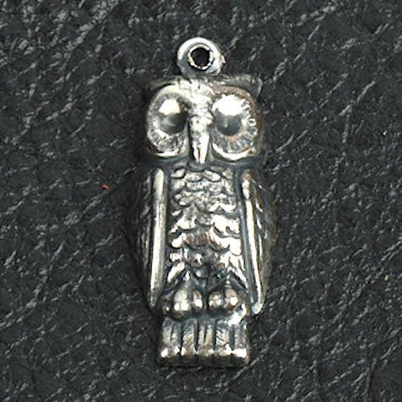 Wise Owl Charm Antiqued Sterling Silver, Made in the USA Wise Owl Charm Antiqued Sterling Silver, Made in the USA
