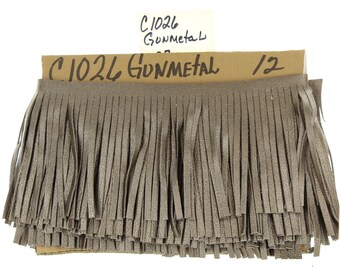 Gunmetal Fringe for embellishment of purses, jackets or other accessories, Sold by the foot (30 cm) - C1026 Gunmetal