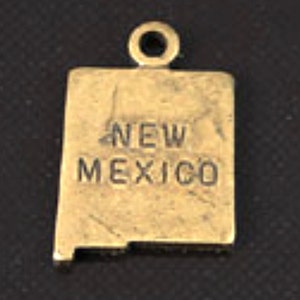 12mm x 8mm New Mexico State Charm, Antique Gold or Classic Silver, Made in USA, pack of 6