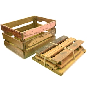 Reclaimed Wood Distressed Wood Crate, Handmade, ships flat, easy assembly, 6138-HHH