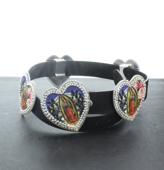 Cute Crystal Concho Belt Navajo Genuine Turquoise Silver Concho Belt Santa Fe Style 30429 main image 4
