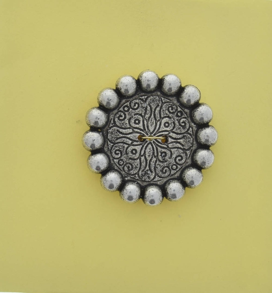 Vintage Button, 34mm Antique Silver, 2 Hole, Flat Back, Pack of 4 - Etsy
