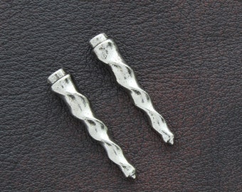 Bolo Tip, cork screw , Zinc Cast, Made in USA, silver antique finish, Pack of 2