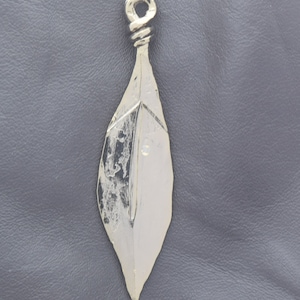 Viking Celtic Norse Leaf Pendant, 4 inches, Gold finish, forged steel, each