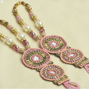 Pink Beaded foot anklet toe bracelet, accessory, One Pair