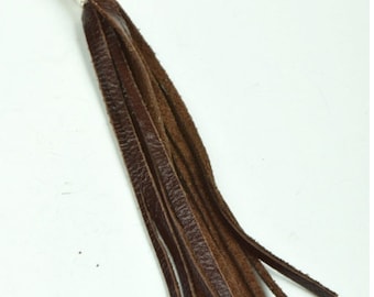 All natural leather Black Tassel pendant five inches, each