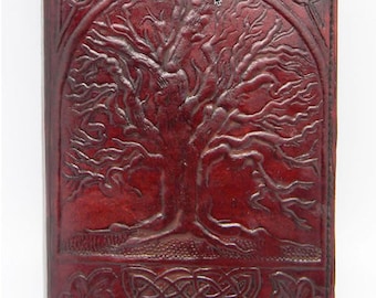 Handcrafted Embossed Brown Leather Journal, embellished with vintage gold metal latches, each
