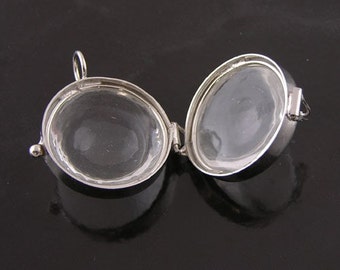 1.22&quot; Glass Shadowbox Pendants, Globe Bubble hinged, G2323, Antique Gold or Silver finish, Pack of 4