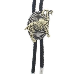 Ziegen-Bolo-Tie, 5 cm, Nylonschnur, silberne Spitzen