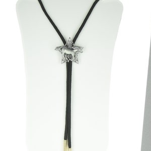 Galloping Horse bolo tie, black 36&quot; cord, made in USA, Each