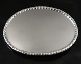 3.5&quot; Rope Edge Belt Buckles in Silver Finish, Oval with D-ring on back, 1 ea  G321S