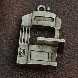 Band Saw Charm Pendant, 23mm tall x 12mm, zinc with Antique Silver plate, Each