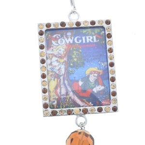 Vintage Cowgirl Art Crystal-hanger, multi, lijsthanger, 46 mm x 37 mm, verpakking van 3