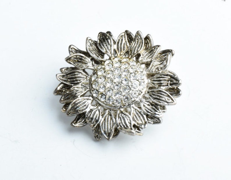 Vintage Crystal Brooch, Floral Brooch flower, Each image 1