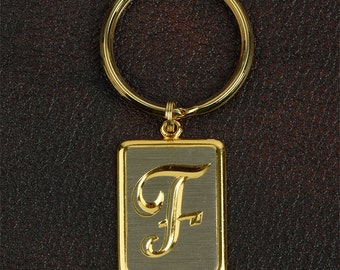 Keychain Initial Gold plated, sold by Initial  32mm x 26mm, 1 each