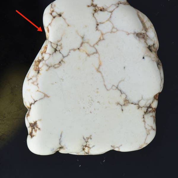 44mm Natural White Stone Magnesite Matrix Pendant, natural stone sliced, hole through top, Each