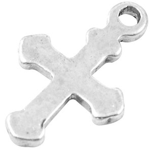 Smooth Cross Pendant Charms, Antique Silver, pack of 12
